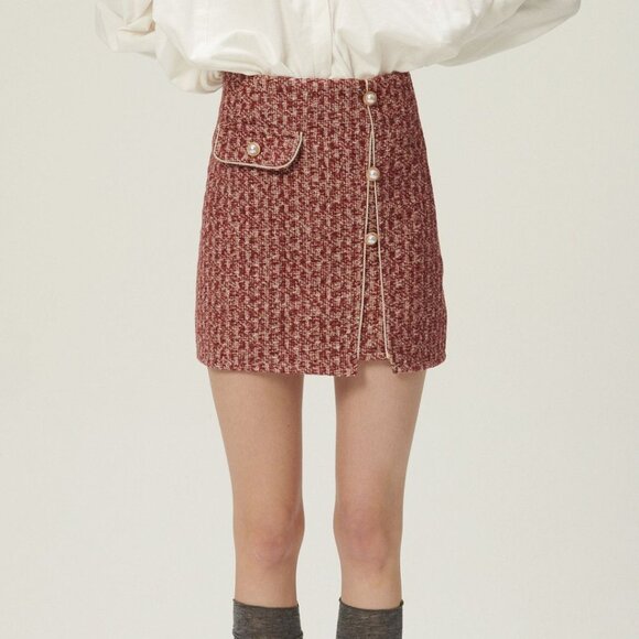 Storets Emeralda Gold Button Tweed Skort S/M - Picture 4 of 15